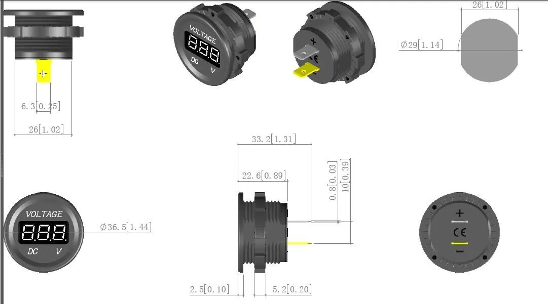 Voltmetro di display digitale a LED di indicatore impermeabile.