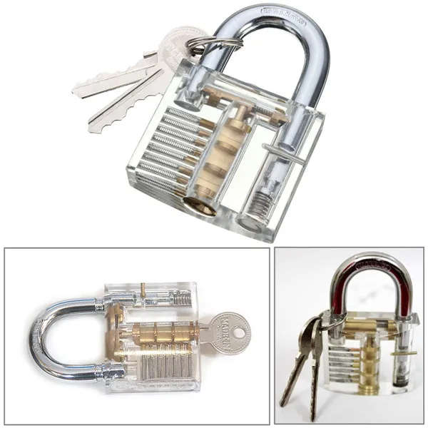 Transparent Visible Cutaway Practice Padlock Lock Pick Tools for Locksmith Skill Training