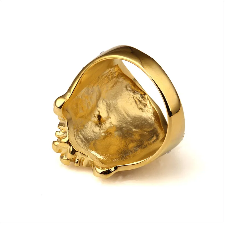 Anello da uomo con testa di Gesù. Anello da uomo con croce in oro 18 carati placcato oro hip-hop in acciaio inossidabile295d