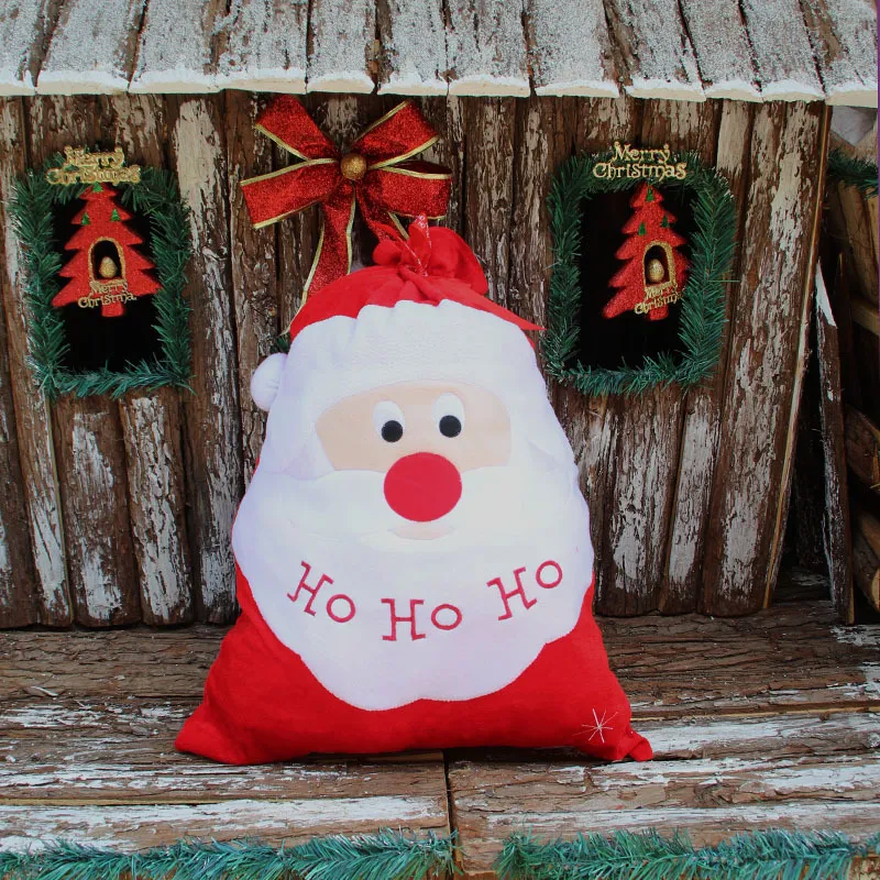أكياس هدايا عيد الميلاد الكبيرة سانتا كلوز حقيبة الحلي الدعائم سانتا ثلج نمط زينة عيد الميلاد الحلوى أكياس كيس