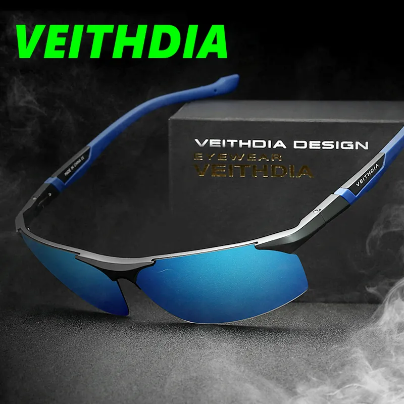 Veithdiaブランドのアルミニウムマグネシウムサングラス偏光メンズコーティングミラー駆動サングラスオクロ男性眼鏡8589オリジナルの箱付き