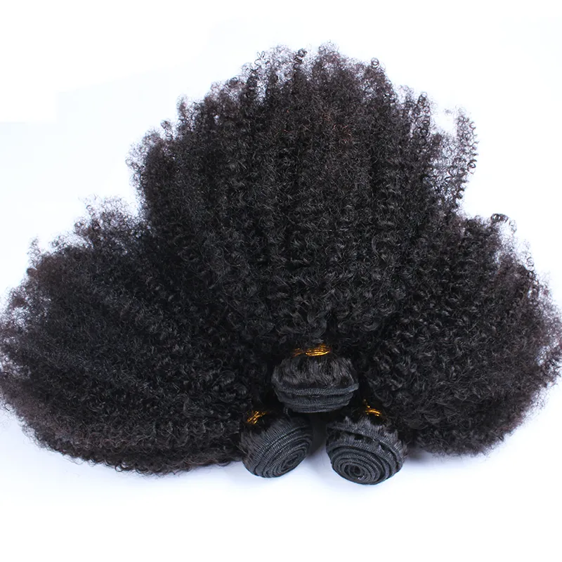 Vente brésilienne 9A Afro crépus bouclés cheveux humains paquets non transformés 100 vierge crépus bouclés cheveux tisse 3 paquets pour Blac1635969