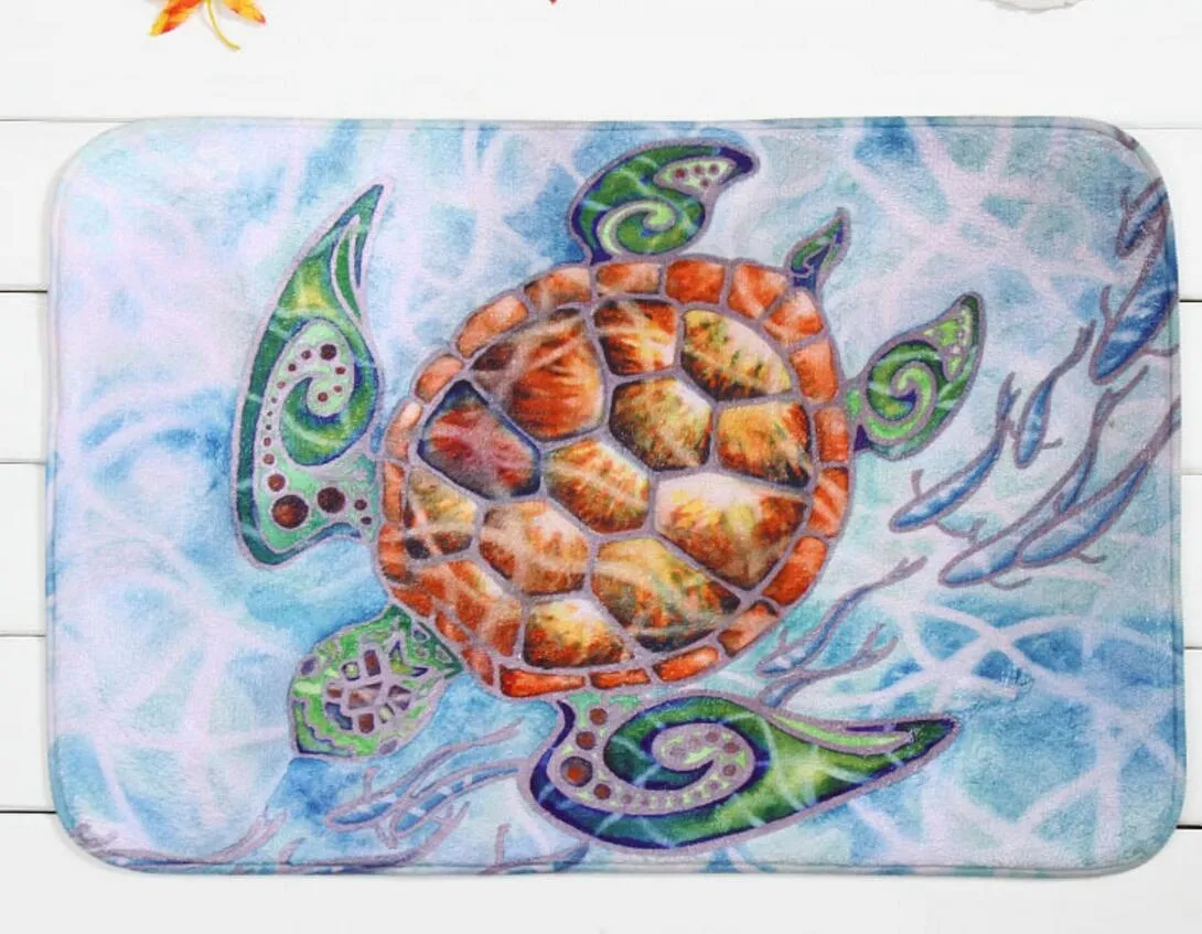 40*60cm Multicolour Sea turtle Bath Mats Anti-Slip Rugs Coral Fleece Carpet For For Bathroom Bedroom Doormat Online
