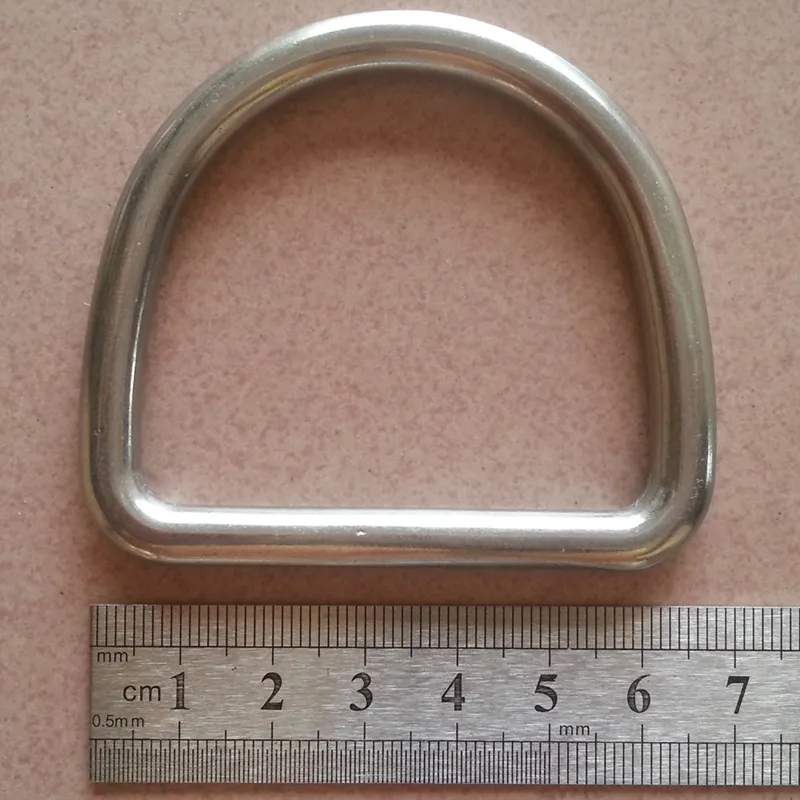 50*45mm haak gesp roestvrij staal D ring hanger gesp Handgemaakte lederen Traction ring tas DIY hardware onderdeel