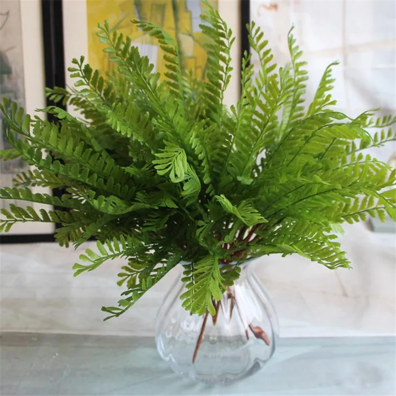 YENI GERÇEK TOUCH Mimosa Pudica Yaprak 44 cm / 17.32 "Uzunluk 15 Adet / grup Yapay Yeşillik Duyarlı Bitki Düğün Centerpieces için