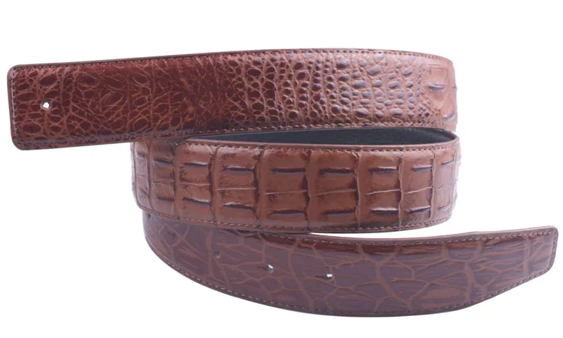 1 Uds patrón de cocodrilo de moda cinturón de cuero para hombre 3,5 cm sin hebilla es a la venta envío gratis