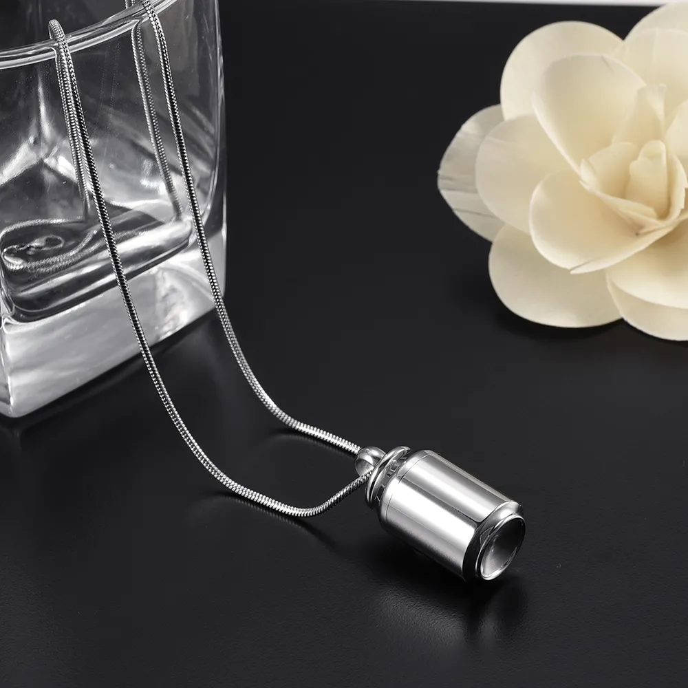 Personlig koks kan rostfritt stål parfymflaska hängfabrik hela toppkvalitet kremation smycken tass tryck halsband f308r