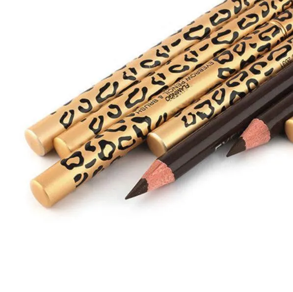 Women Waterproof Double-use Eyebrow Pencil Leopard Shadow To Eyebrow With Brush Make Up Cheap eyebrow pencil 