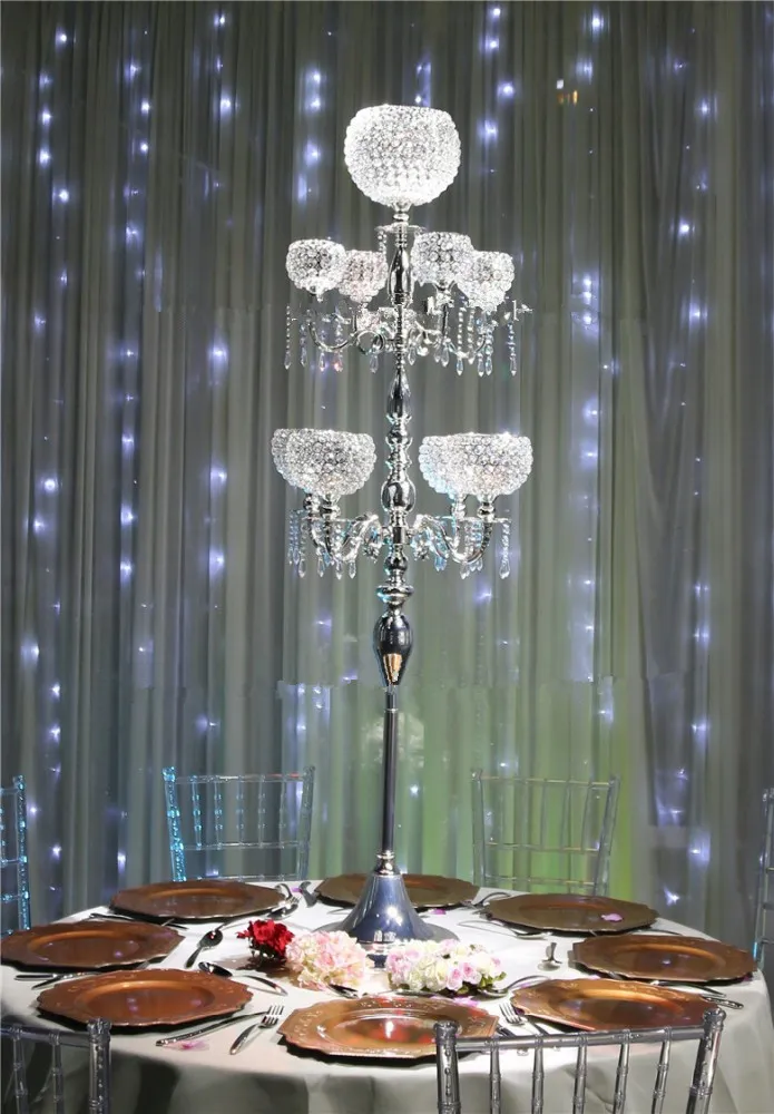 Luxury Crystal Candle Centerpiece för bröllopsinredning