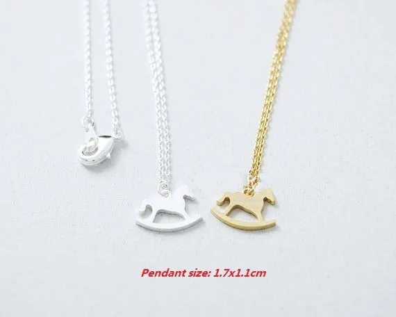 Cute Animal Accessories Lovely Horse in Cradle Pendant Necklaces Long Chain Necklace for Women Kids Sailor Fashion Jewelry Lovers Necklace