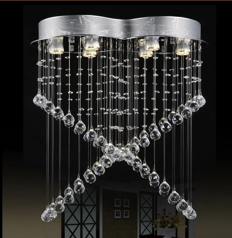 Lustre moderne K9 cristal goutte de pluie lustre éclairage encastré LED plafonnier luminaire papillon suspension pour salle à manger