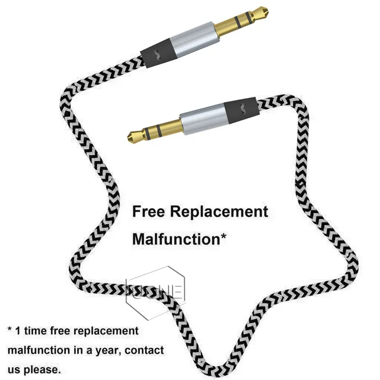 كابل تمديد AUX لصوت السيارة من النايلون مضفر 3 أقدام 1 متر مقبس ستريو مساعد سلكي 3.5 مللي متر ذكر الرصاص لسماعات الهاتف المحمول Andrio