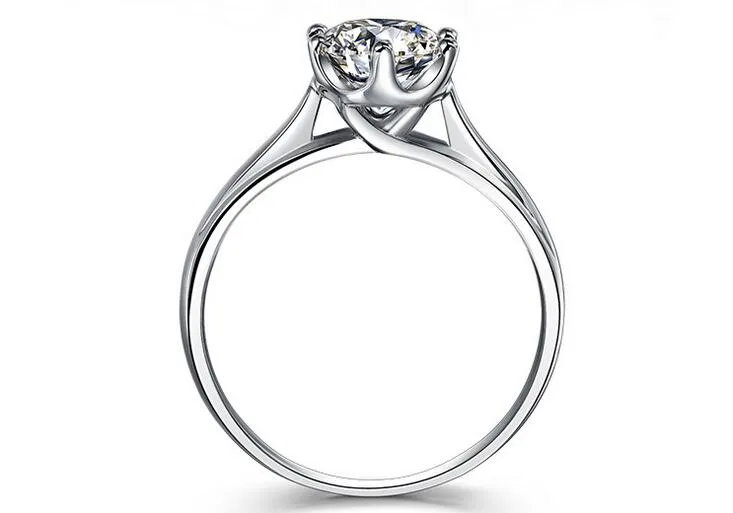 1CT Yeni Kadınlar Klasik Lüks Takı 925 STERLING Gümüş Yuvarlak Kesilmiş Solitaire CZ Elmas Taş Taşları Kadın Düğün Çöp Band Ring GI285H