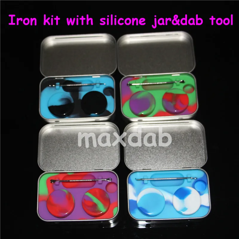 Iron Silicon Box Non-Stick Silicone Container Färgglad matklass Rekanvändbar silikon Dab Wax Jar Dry Herb Vaporizer