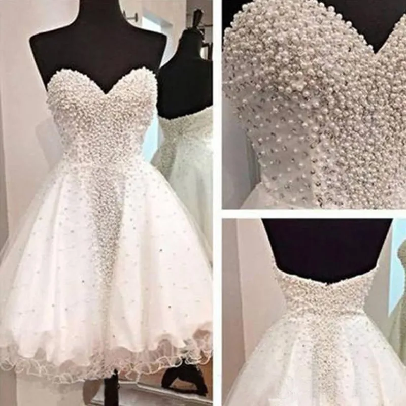 2019 New Glamorous Sweetheart Aperto Indietro Abiti corti da ritorno a casa Cristalli Perline Perline Abiti da cocktail party Mini Sweet 16 Abiti da ragazza