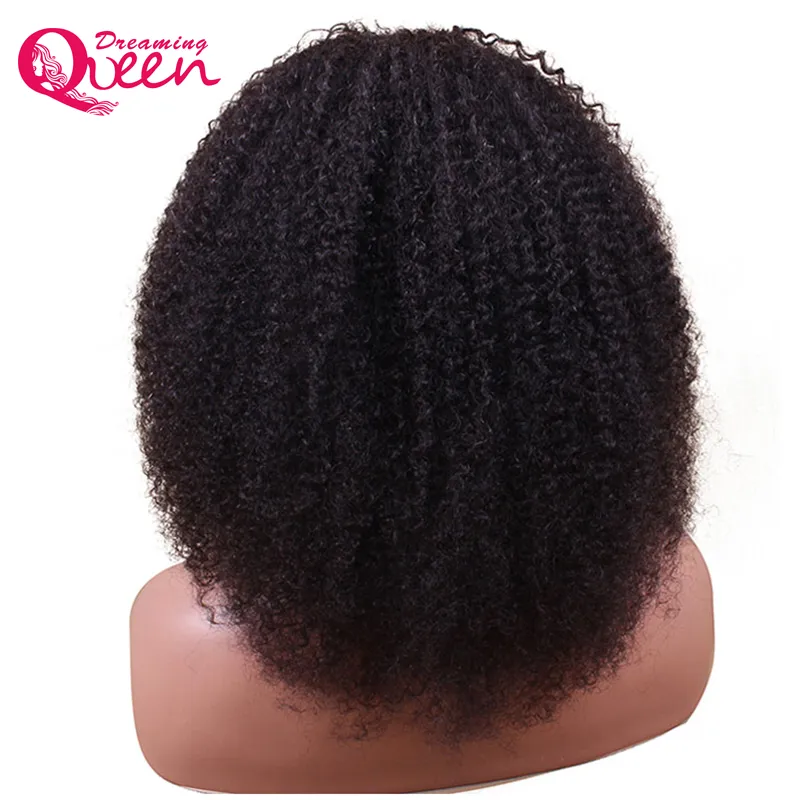 Mongolian Afro Kinky Curly Wig Lace Front Vrigin Human Hair Wigs Natural Line med Baby Hair För Black Women Dreaming Queen