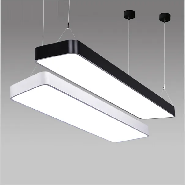 Prostokąt LED Wisiorek Lampa Aluminium Wiszące Oprawa oświetleniowa Zawieszona do Studium Office Room Black / Silver / White Ciało AC85-265V