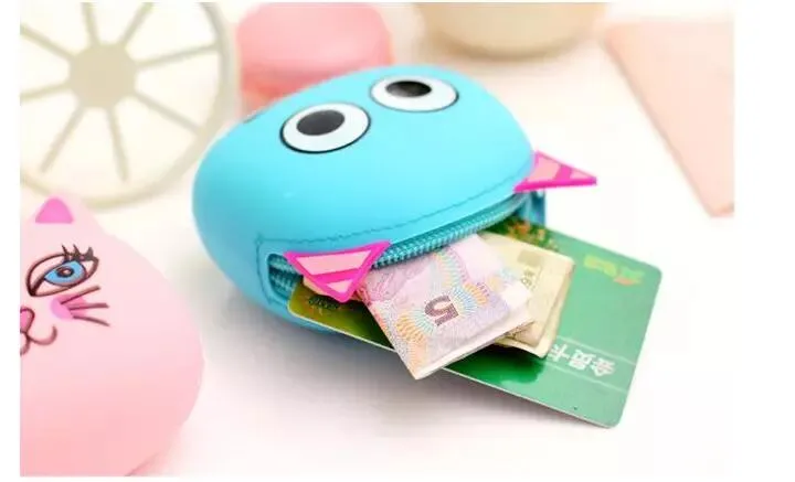 New Silicone Funny Wallets Lady Cute Plush Cartoon Animal Coin Purse Kids Purses Women Mini Coins Bag