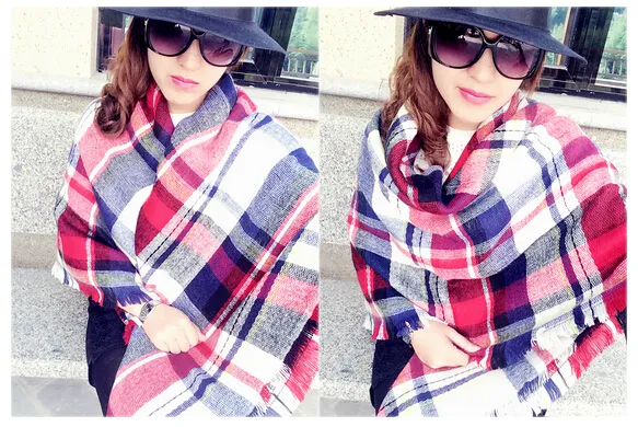 winter woman wool spinning scarf ladies double-faced Multicolored gingham checks kerchief man scarf 140*140cm free ship