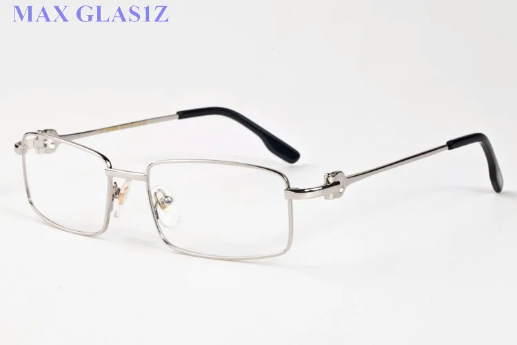 Männer Frauen Rechteck Randless Brille New Fashion Sport Metal Buffalo Horn Sonnenbrille klare Linsen Lunettes de Soleil kommen mit Schachtel und Fällen