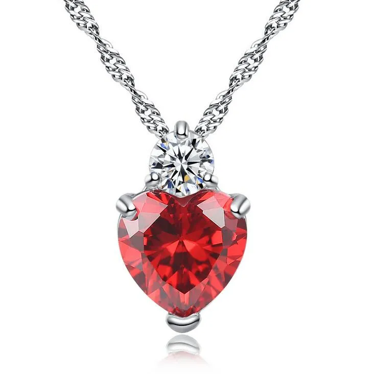 Hoge kwaliteit Zirkoon Garnet Pride Heart Necklace Star met Water Distribution Chain YP082 Arts and Crafts Hanger met ketting