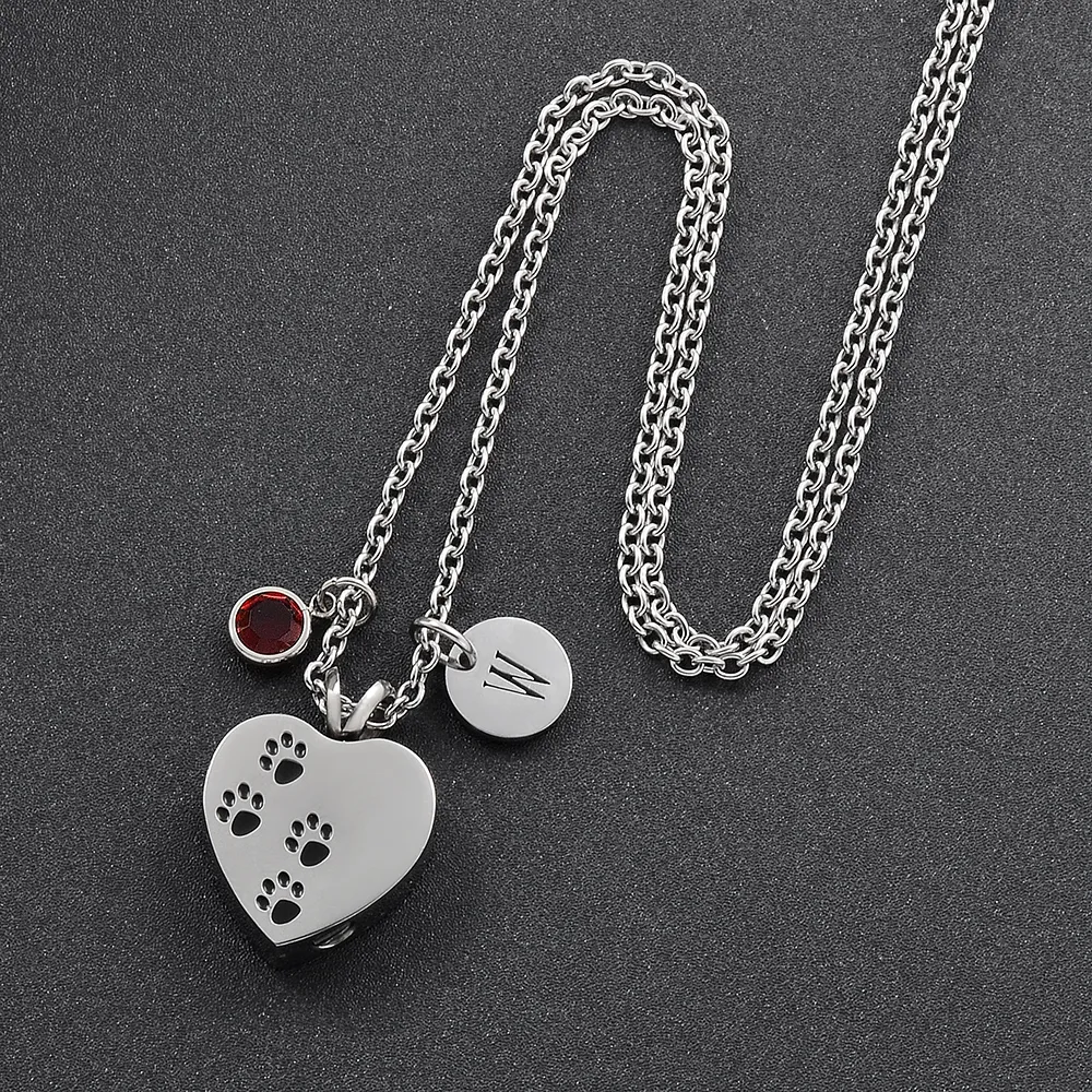 Collier pendentif urne souvenir pour animaux de compagnie chiens chats bijoux commémoratifs pour femmes avec pierre de naissance bricolage et lettres