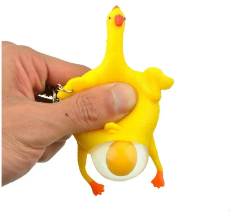 Nouveau drôle jouets exotiques poulet pondant oeuf porte-clés jouet presser poulet Anti-Stress soulagement évent jouets délicats