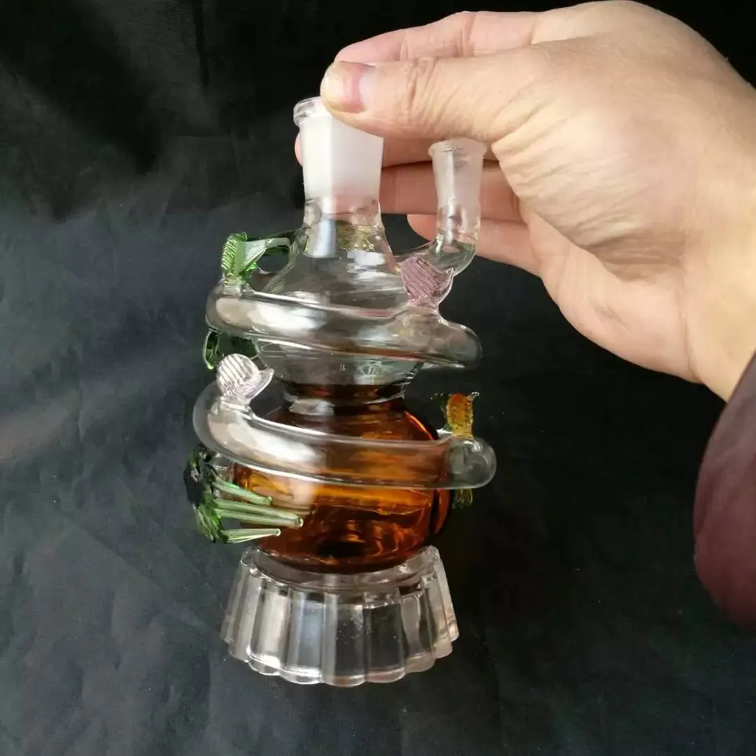 Narguilé d'eau de dragon de plat rond ﾠ, bongs en verre en gros, tuyaux d'eau en verre de brûleur à mazout, accessoires de tuyau de fumée