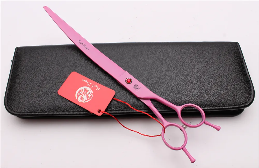 9" 24cm Japan 440C Purple Dragon Professional Pets Hairdressing Shears Grooming Shears UP Curved Cutting Scissors Salon Style Tools Z4004