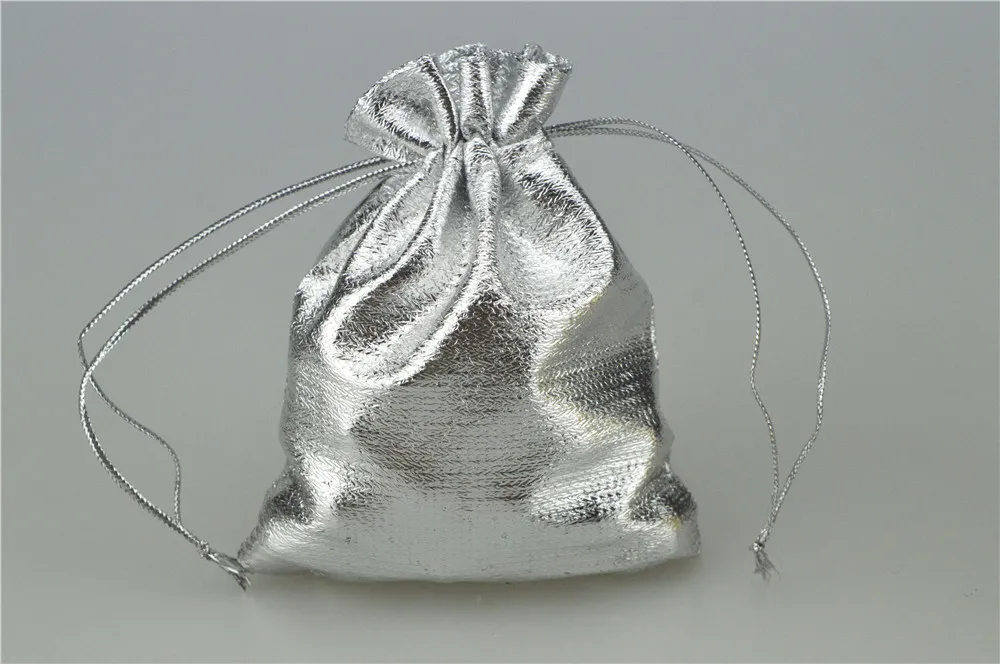 Gold Silver Drawstring Organza Bags Jewelry Organizer Pouch Satin Christmas Wedding Favor Gift Packaging 7x9cm 100st Lot291N