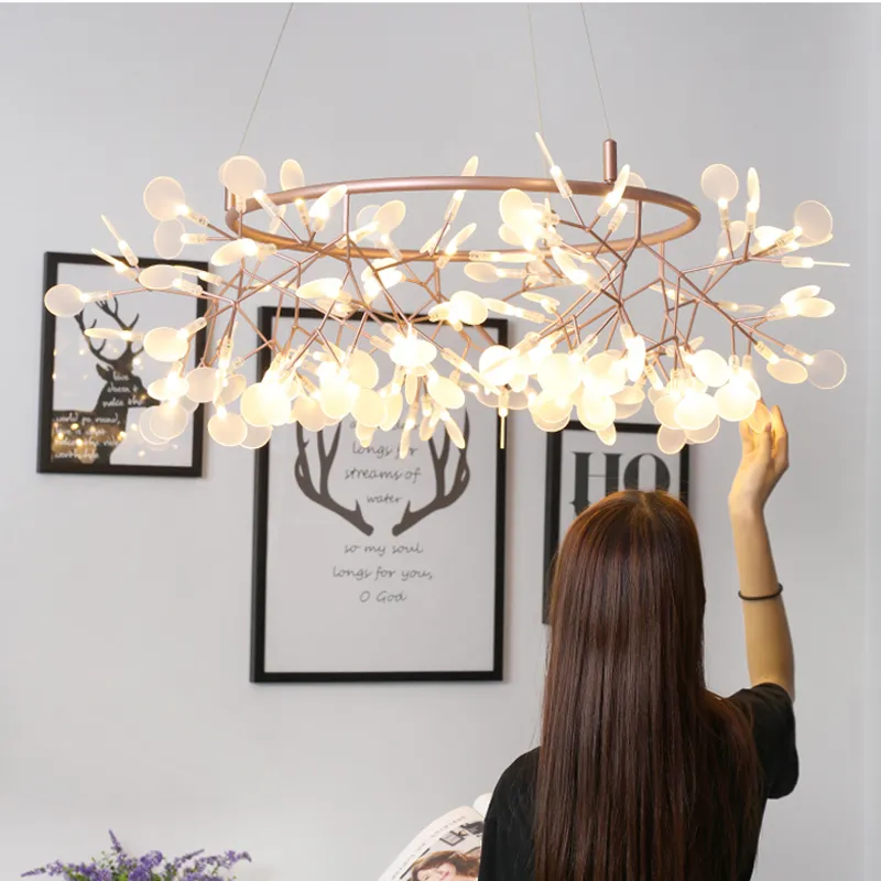 2017 Criativo LED Firefly Chandelier, Nordic Art Personalidade Villa Quarto Quarto Candelabro Quente e Simples Design Persona