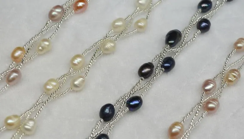 5-6mm Pure Natural Fresh Water Oyster Pearls Bransoletka 3 Layer Pearl Jewelry z bransoletką z perłą magnetyczną