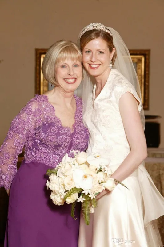 Mother of Bride Dresses with Purple Jacket