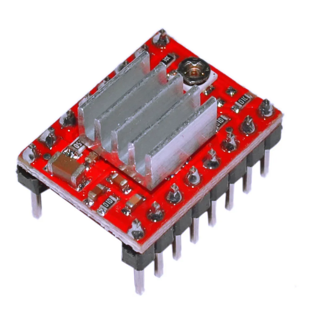 Module de pilote de moteur pas à pas vert/rouge A4988 pour imprimante 3D Reprap avec dissipateur de chaleur B00174 BARD