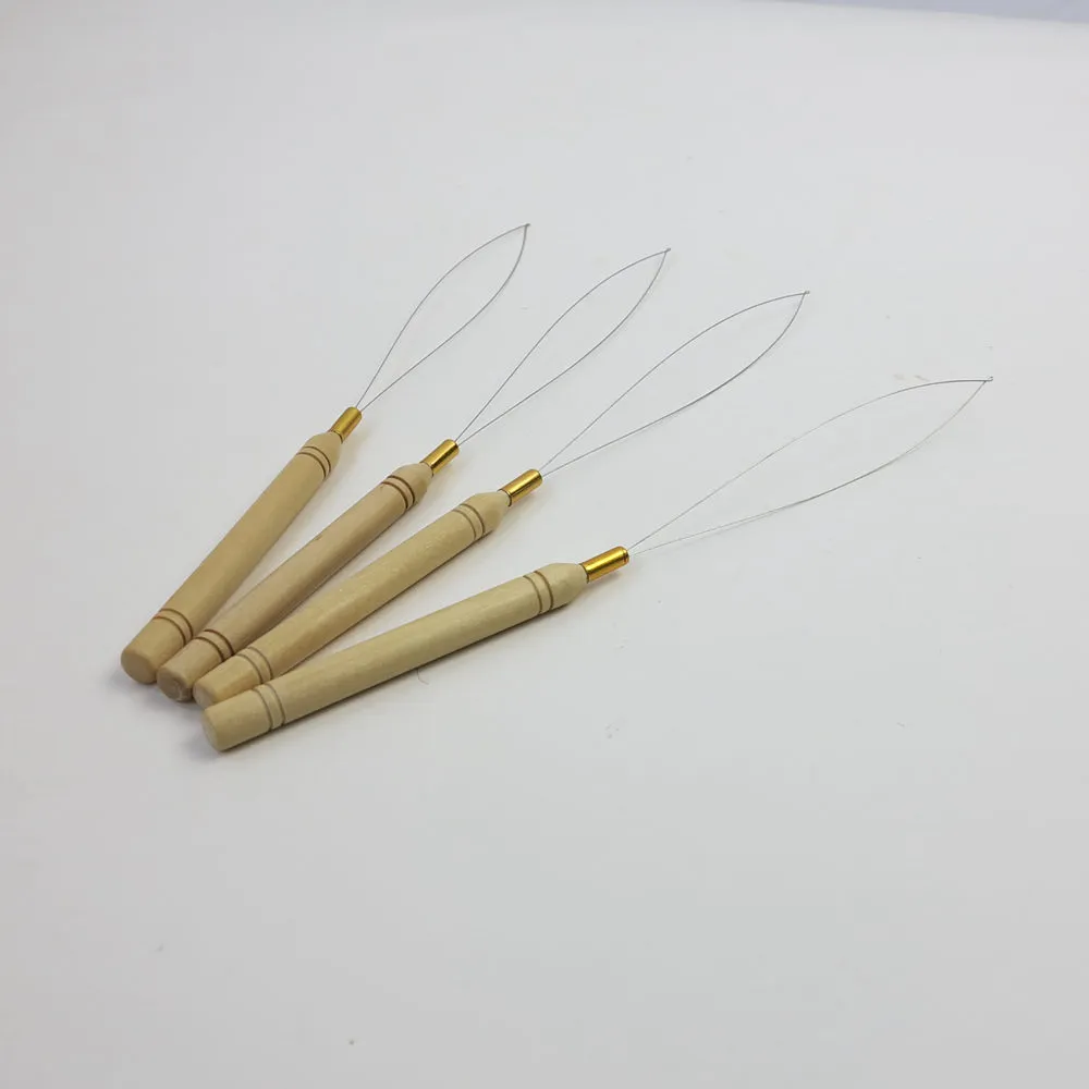 送料無料1ピースフックの針の木製ハンドルスレッダーループ針の延長ツールのための針を引っ張る