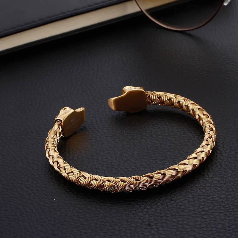 316L roestvrij staal gouden knoop draad manchet bangle schedel einde armband vrienden cadeau