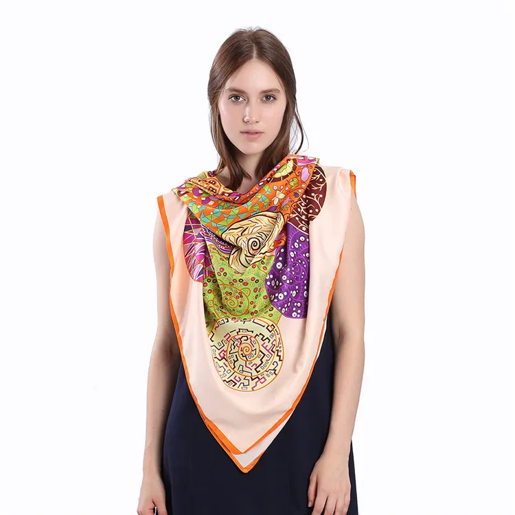 Ny Twill Silk Scarf Women Paisley Printing Square Scarves Fashion Wrap Female Foulard Large Hijab Shawl Neckerchief Bandana 130*130cm