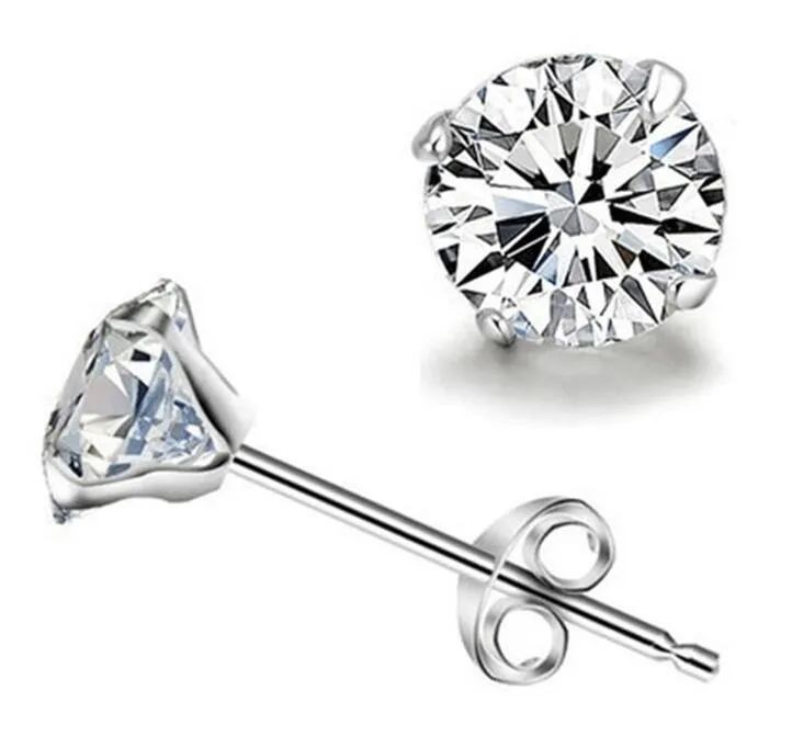 925 Sterling Silber Ohrstecker Luxus Kristall Zirkon Ohrstecker für Männer Frauen Eleganter edler Ohrring Schmuck Großhandel