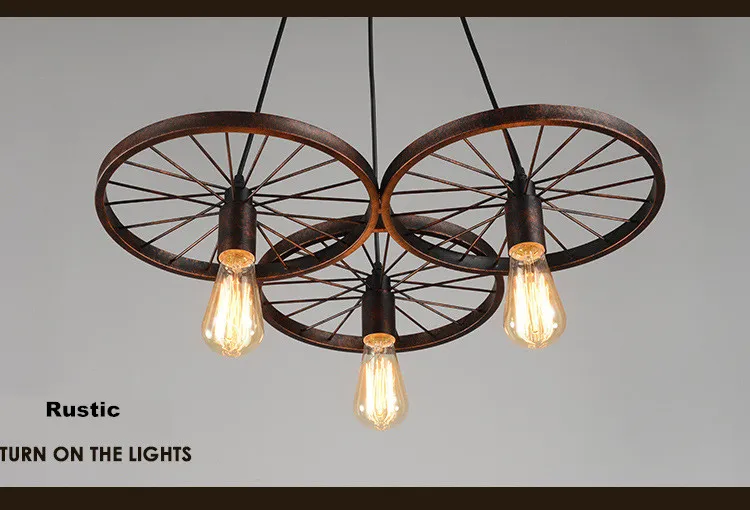 Vintage Wheel Ceiling Pendant Lights Modern Light Fixtures LED Lamps Home Lighting Metal Industrial Edison E27 Holder 3/6Heads Lamp