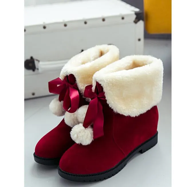 Dameslaarzen Sneeuw Warm Winter Laarzen Botas Lace Up Mujer Bont Enkellaarzen Dames Winterschoenen Zwart