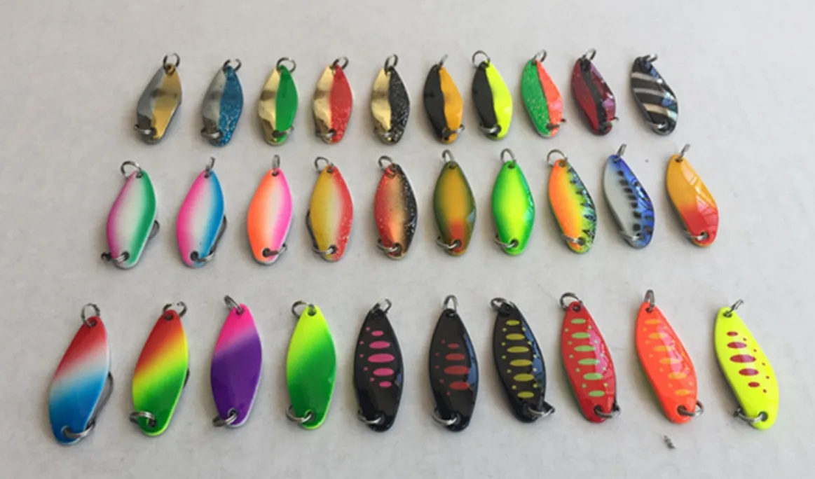 3 5g Fishing Lure Ice Bait Spoon Bait Metal False Bait Fishing Tackle Single Hook Salt or Fresh Water Fish 30 kinds of color217M