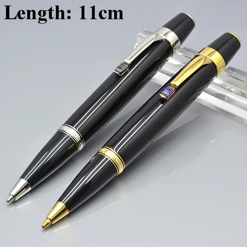 Hot Sell Black / Silver Mini Ballpoint Pen Business Office Stationery Promotion Skriv påfyllning Pennor för födelsedagspresent