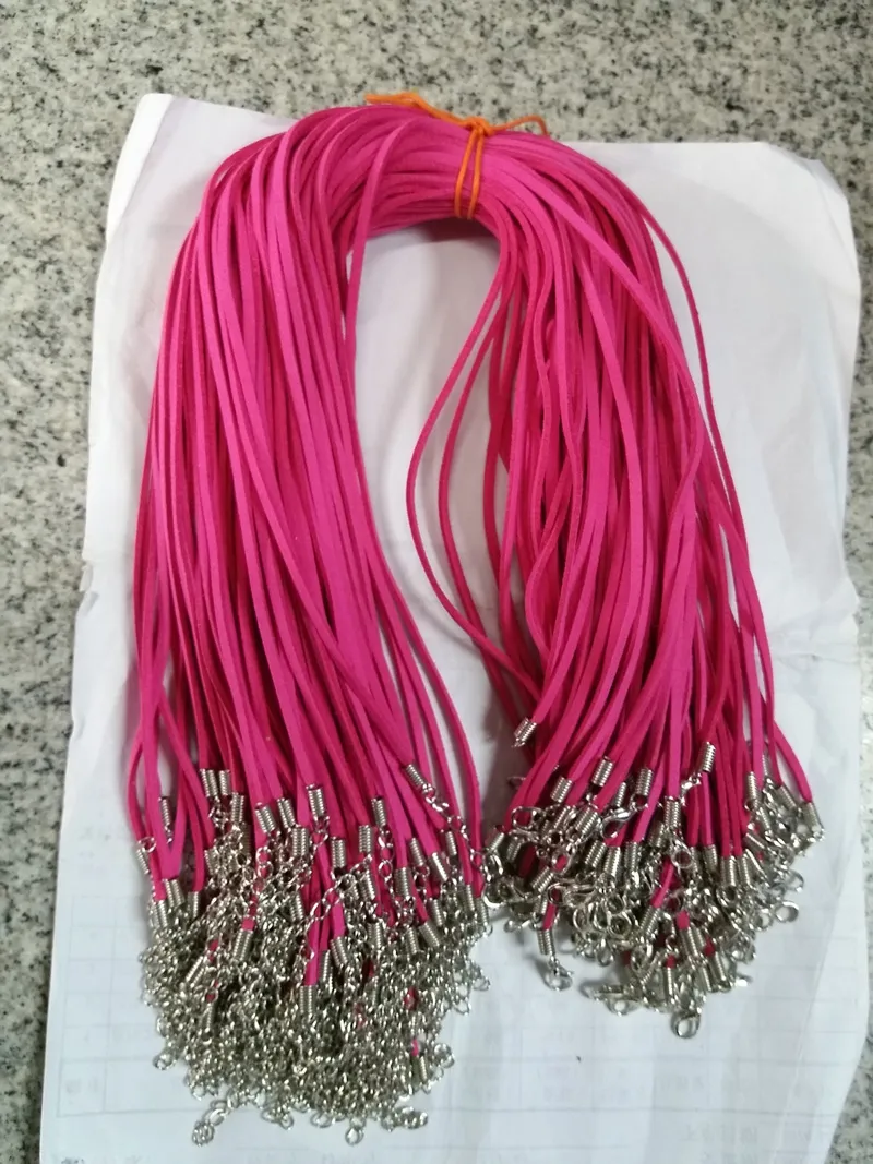 100st 3mm koreanska sammet rep smycken rep halsband hummer lås sladd för DIY Craft hänge halsband smycken 18 '' Flerfärgade valfritt