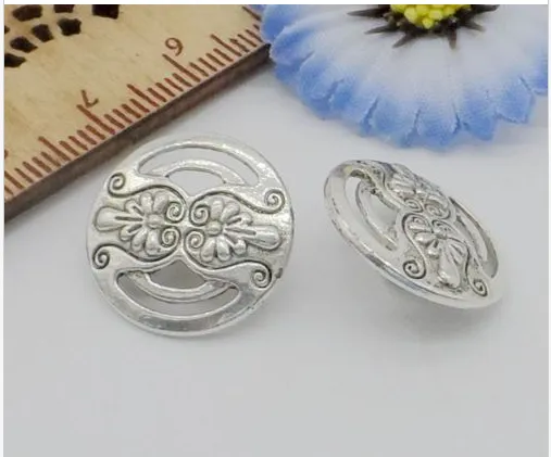Gratis fartyg 200st Antik Silver Button Charms Pendant Fit Bracelet Smycken Making 17x7mm