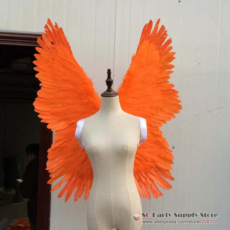 Kostuum Orange Angel Feather Wins Opening Show Catwalk Shows Props Fit voor volwassenen / kind 100 * 85cm EMS gratis verzending