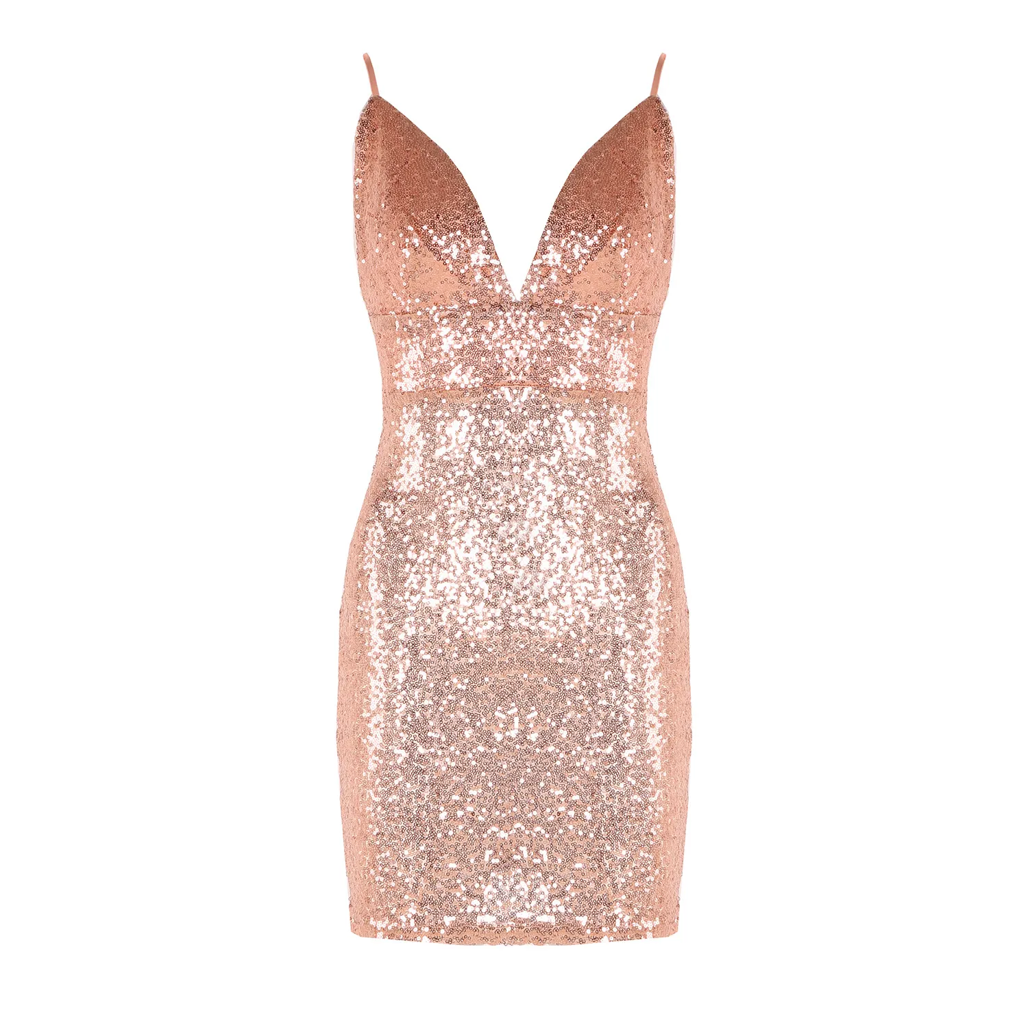 Rose Gold Full Sequins Dresses Evening Wear Sexig Short Club Wear Dress Billiga Party Gowns I lager