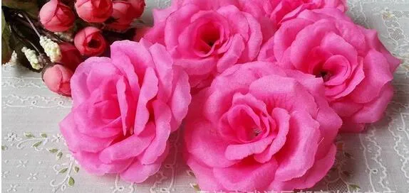 100 Uds. Cabezas de flores de rosa de seda de 8cm es para fiesta de boda decorativa Artificial simulación de seda peonía Camelia flor de rosa