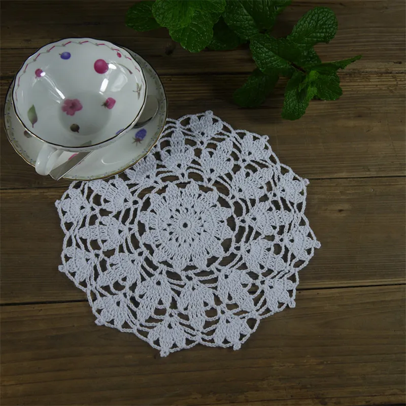 Virkade Doilies Köksredskap Dryck Underlägg Bröllopsinredning 21cm / 8,3 