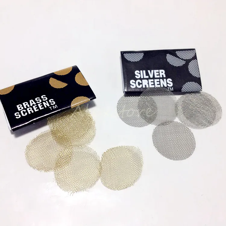 Tobaksrökning Rörskärm Metallfilter Silver och mässing rostfritt stål 20 mm mesh skål för rökrör 5 bitar/parti