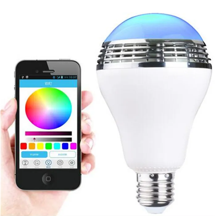 E27 Smart Bulb Wireless Bluetooth Audio Speakers with LED RGB Light Music Bulb Lamp speakers Color Changing via WiFi App Control